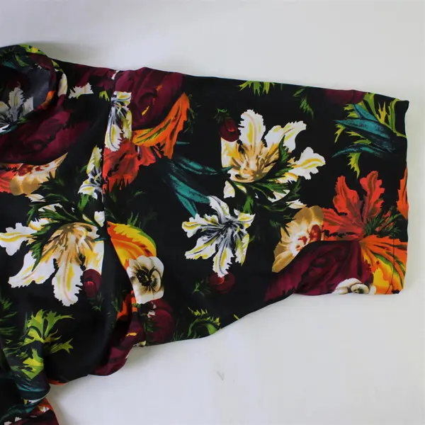 Handmade Multicolor Floral Pattern Short-Sleeved Wrap Dress Women's 3XL