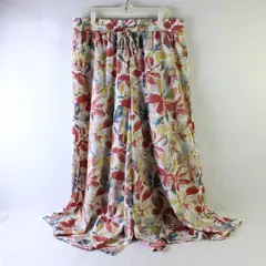 Simple Fun Multicolor Leaf Print Flowy Wide-Leg Pants Women's 2XL