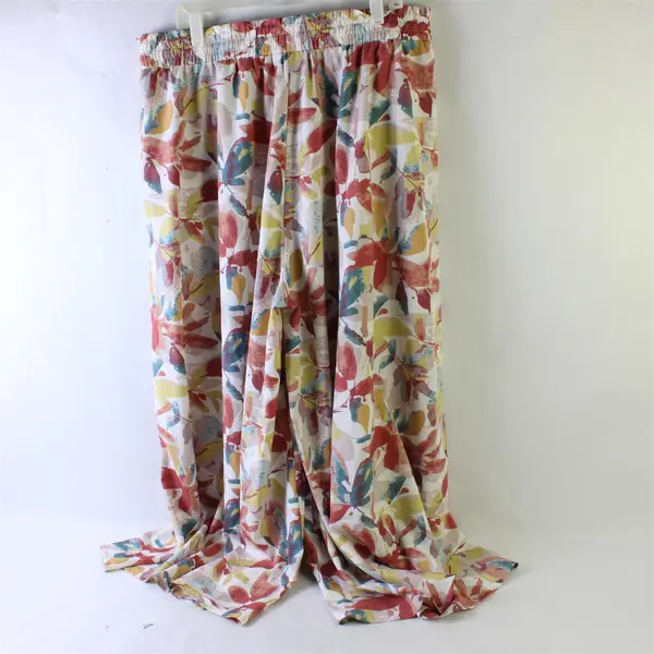 Simple Fun Multicolor Leaf Print Flowy Wide-Leg Pants Women's 2XL