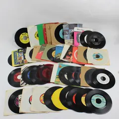 Lot of 53 Vintage 45 RPM Vinyl Records 7" for DIY Crafts