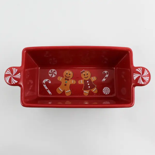 Miniature Red and White Striped Loaf Pan Gingerbread Men and Candy Cane Pattern
