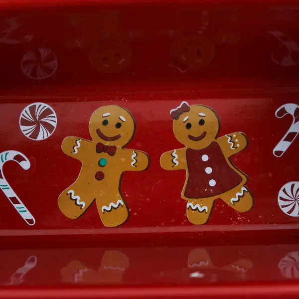 Miniature Red and White Striped Loaf Pan Gingerbread Men and Candy Cane Pattern
