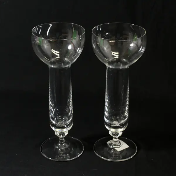 Pair Of Clear Glass Floating Candle Holders 9"