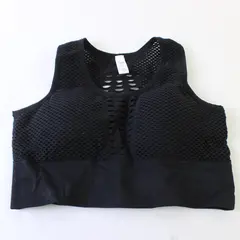 Solid Black Mesh Padded Sports Bra Women's Small