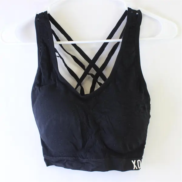 XOXO Solid Black Padded Sports Bra Women's Size 1X