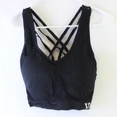 XOXO Solid Black Padded Sports Bra Women's Size 1X
