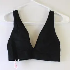 Victoria’s Secret PINK Solid Black Ribbed Padded Bralette Women's Medium