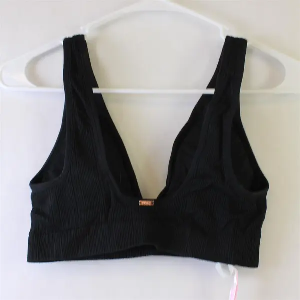 Victoria’s Secret PINK Solid Black Ribbed Padded Bralette Women's Medium