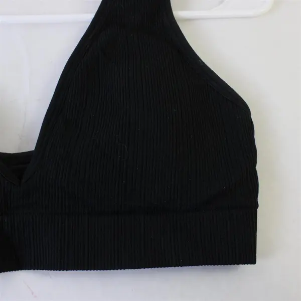 Victoria’s Secret PINK Solid Black Ribbed Padded Bralette Women's Medium