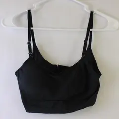 Warners Solid Black Padded Wireless Bra Women's Small