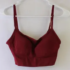 Warners Solid Red Padded Wireless Bra Women's Small