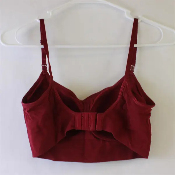 Warners Solid Red Padded Wireless Bra Women's Small