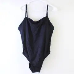 Shade & Shore Solid Black Lace-Up Back One-Piece Swimsuit Women's Large