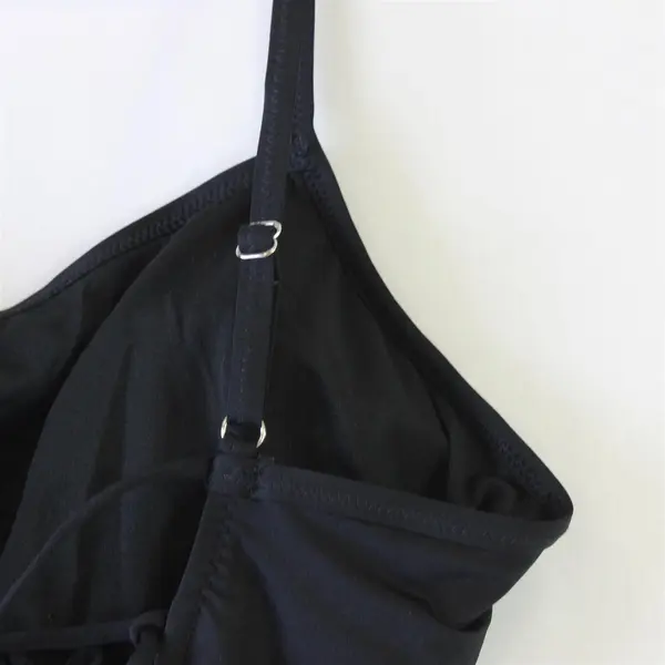 Shade & Shore Solid Black Lace-Up Back One-Piece Swimsuit Women's Large