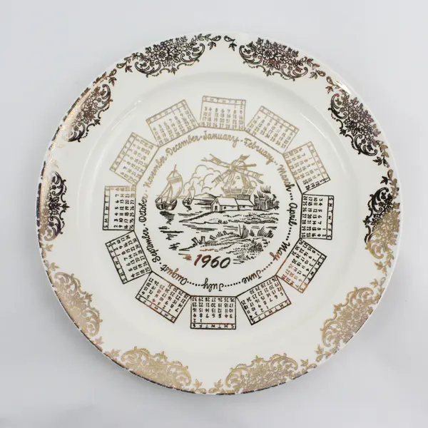 Vtg Taylor Smith Taylor 1960 Year Calendar Plate From Cately's