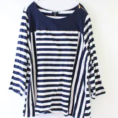 Jones New York Navy and White Striped Long-Sleeved Top Women's 3X