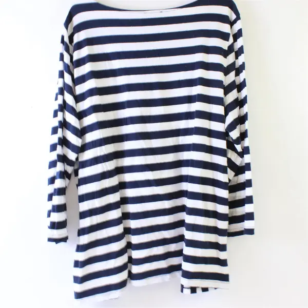 Jones New York Navy and White Striped Long-Sleeved Top Women's 3X