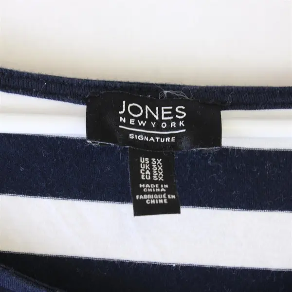 Jones New York Navy and White Striped Long-Sleeved Top Women's 3X
