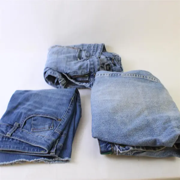 3 Piece Lot Medium Wash Denim Jeans and Shorts DIY Fabric Upcycling 3.5 Lb Total