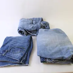 3 Piece Lot Medium Wash Denim Jeans and Shorts DIY Fabric Upcycling 3.5 Lb Total