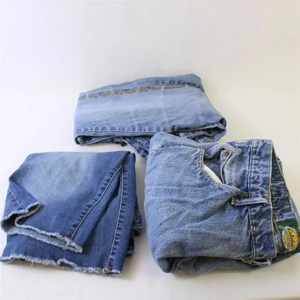 3 Piece Lot Medium Wash Denim Jeans and Shorts DIY Fabric Upcycling 3.5 Lb Total