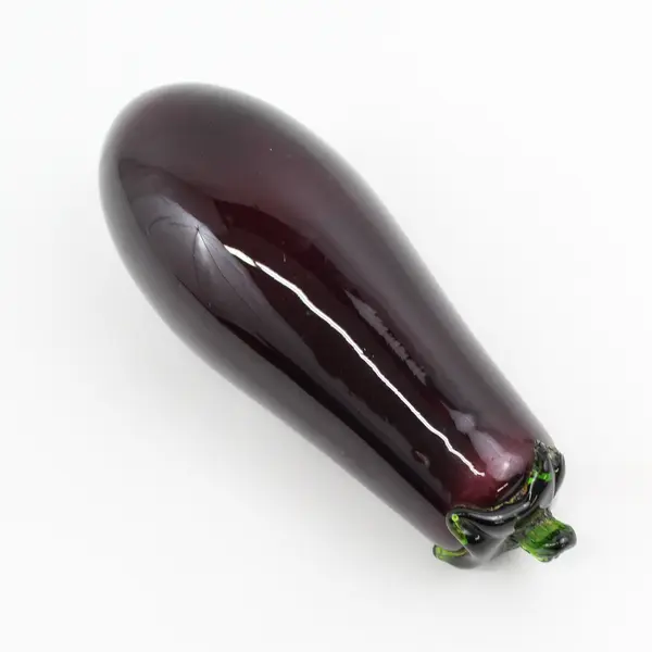 Decorative Purple Hand Blown Glass Eggplant Vegetable 6"