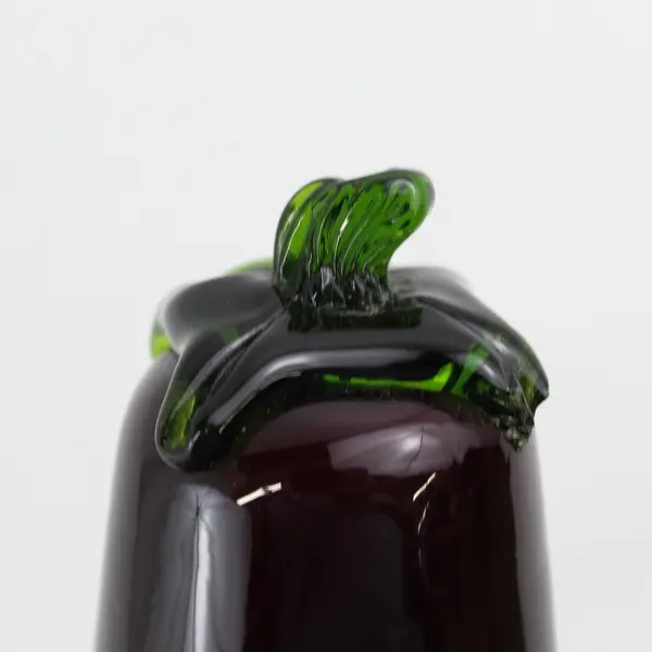Decorative Purple Hand Blown Glass Eggplant Vegetable 6"