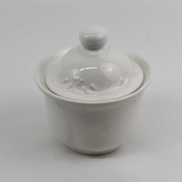 Pfaltzgraff Filigree White Stoneware Sugar Bowl w/ Lid 