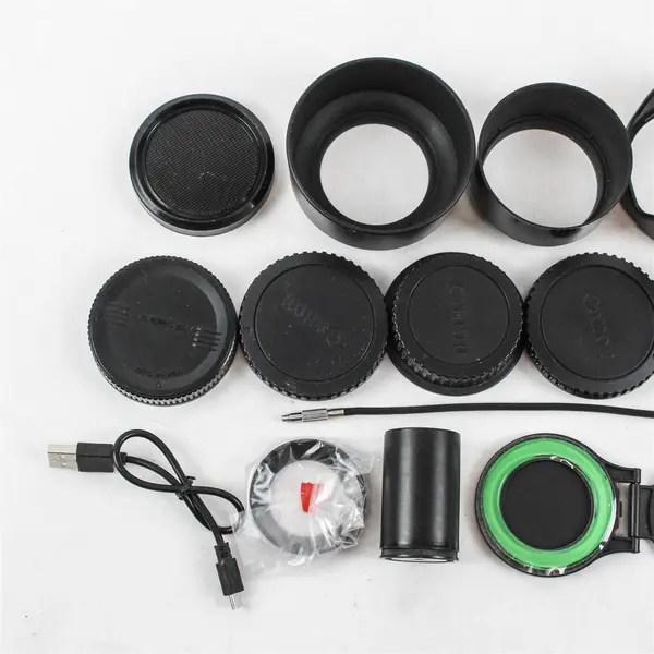 Lot of 15 Canon Camera Accessories Lens Caps USB Cable Strap Bundle Mixed Parts