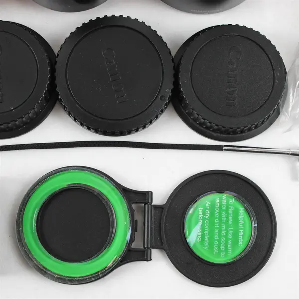 Lot of 15 Canon Camera Accessories Lens Caps USB Cable Strap Bundle Mixed Parts