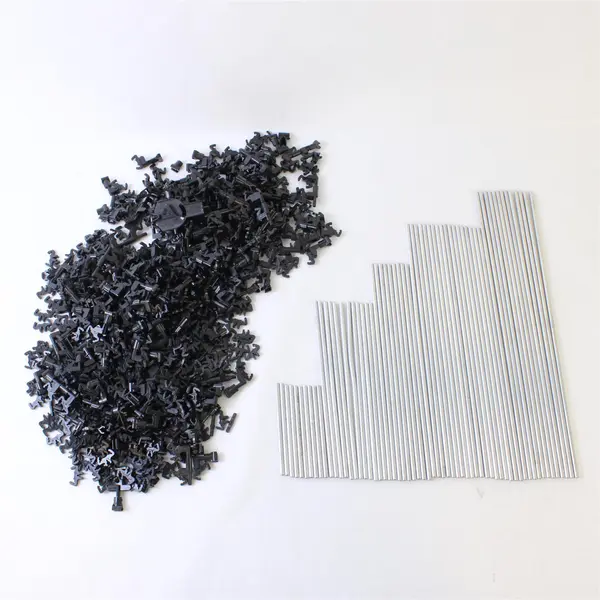Lot of Assorted Silver Rods Black Plastic Connectors Marble Game Parts