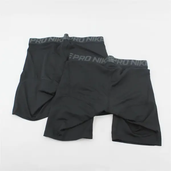  Lot of 2 Nike Pro Men's L Black Dri-Fit Compression Shorts 8" Inseam