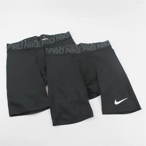  Lot of 2 Nike Pro Men's L Black Dri-Fit Compression Shorts 8" Inseam