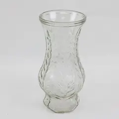 Vintage FTD 1978 Clear Pressed Glass Leaf Pattern 10in Floral Vase
