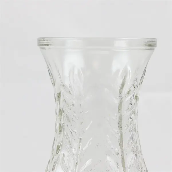 Vintage FTD 1978 Clear Pressed Glass Leaf Pattern 10in Floral Vase