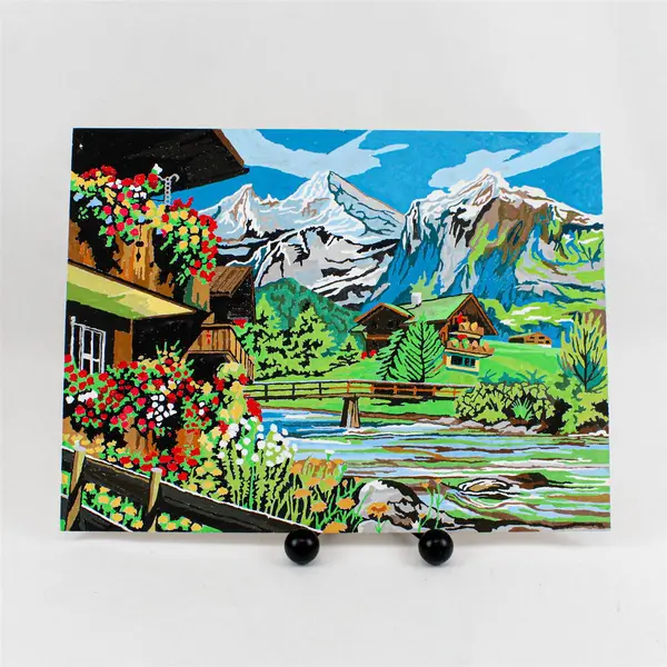Lot of 3 Pre-Painted Paint by Number Art Panels Beach Mountain Fall