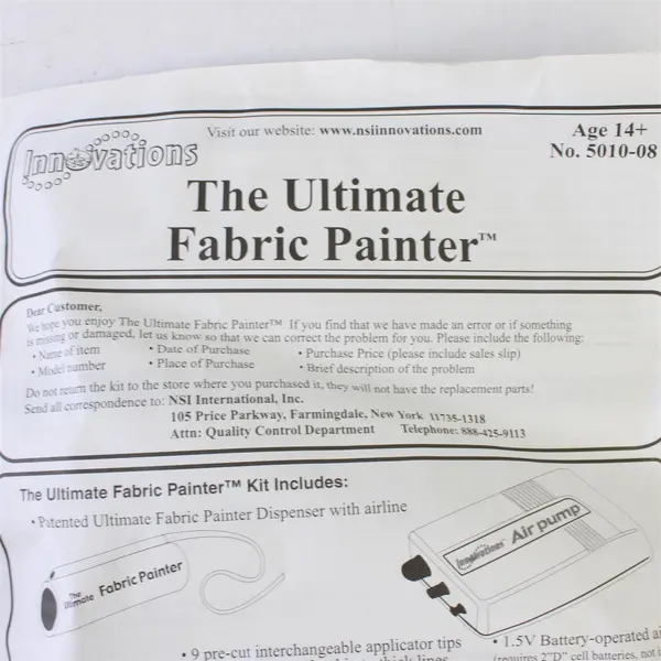 Innovations The Ultimate Fabric Painter Air Powered Fabric Decorator Kit 5010-08