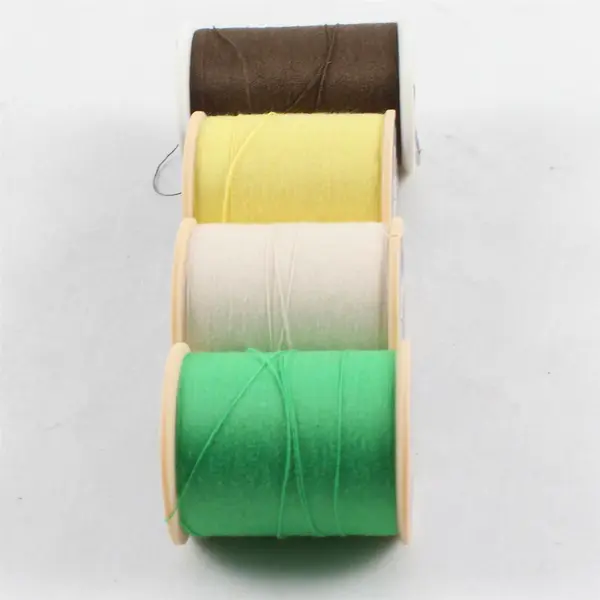 Lot of 4 American Thread Spools Brown White Yellow Green