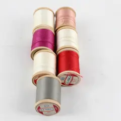 Lot of 7 Clarks Thread Spools Assorted Colors White Red Pink Grey