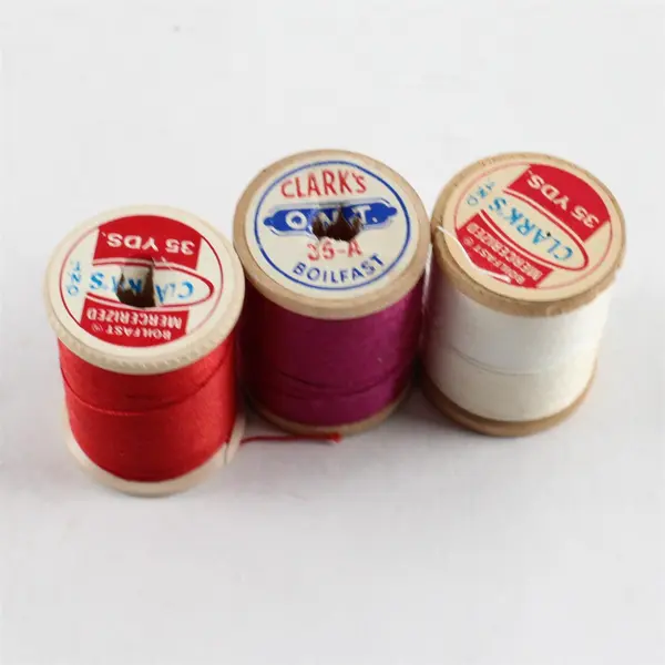 Lot of 7 Clarks Thread Spools Assorted Colors White Red Pink Grey