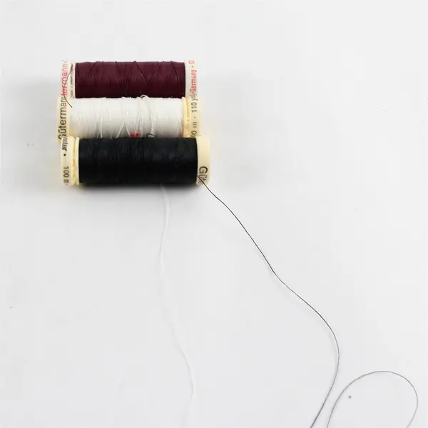 Lot of 3 Gütermann Thread Spools Maroon Black White