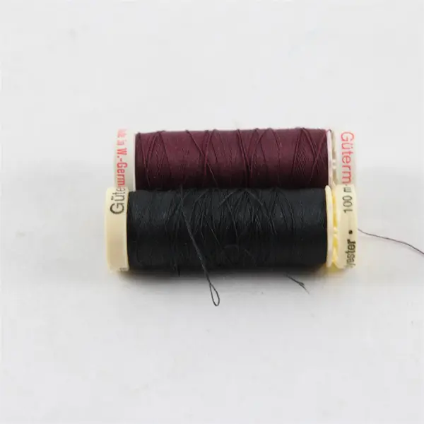 Lot of 3 Gütermann Thread Spools Maroon Black White