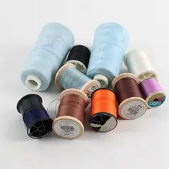 Lot of 10 Assorted Sewing Thread Spools Blue Brown Purple Orange Black White