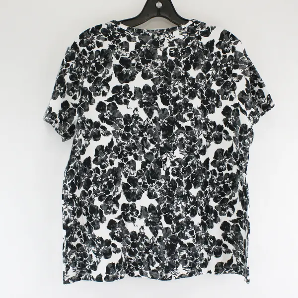 White Stag Women's Short Sleeve Black and White Floral T-Shirt 2XL 
