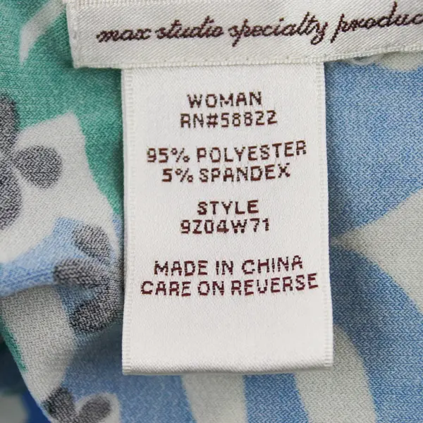 Max Studio Womens Floral Cap Sleeve Blouse Blue Green White XL