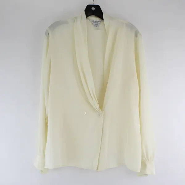 Paul Stanley Size 10 Ivory 100% Silk Wrap Blouse Women