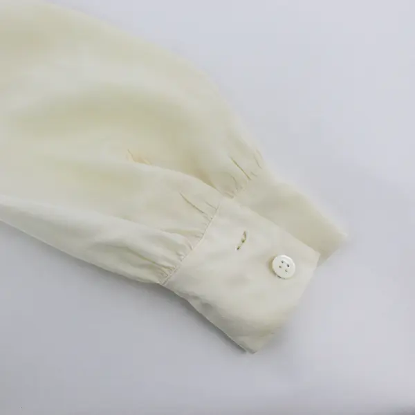 Paul Stanley Size 10 Ivory 100% Silk Wrap Blouse Women