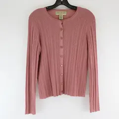 Jones New York Pink Petite Button Up Sweater Size Small