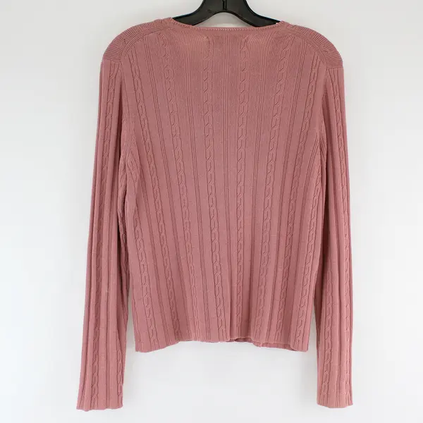 Jones New York Pink Petite Button Up Sweater Size Small