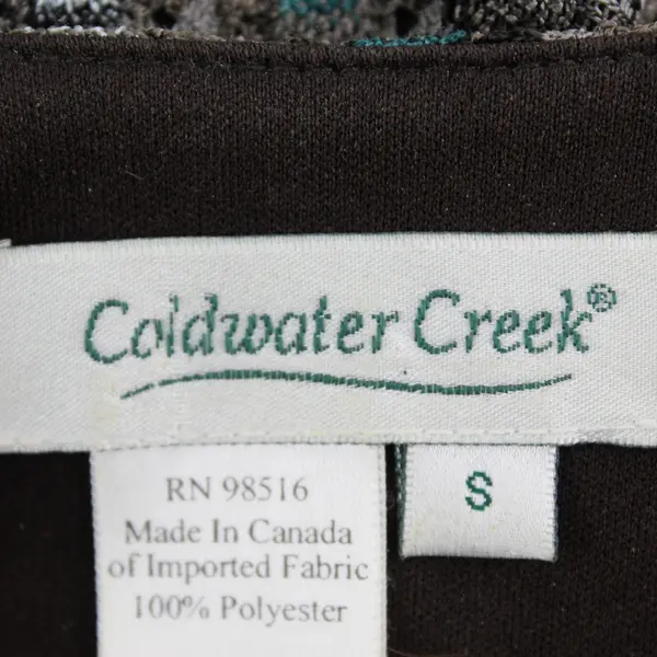 Coldwater Creek Women's Small Long Sleeve Blue and Brown Pattern Blouse 